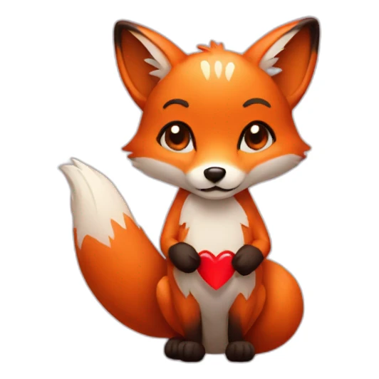 Fox with heart in hand sticker
