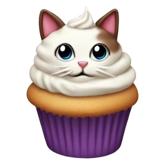 Cupcake with a Cat head and cream on top sticker