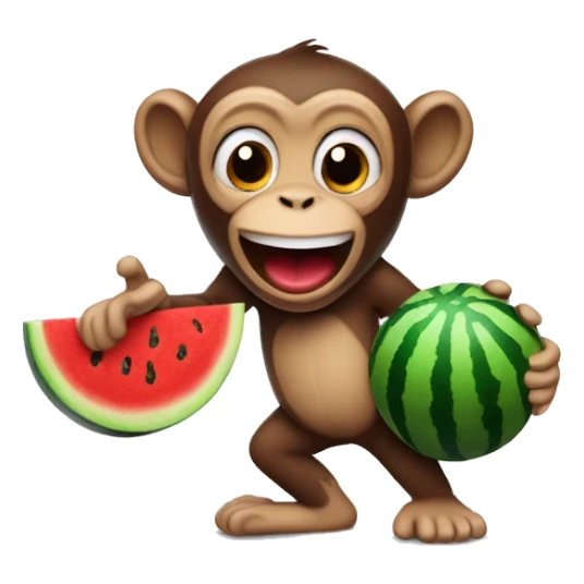 monkey eating a watermelon while drinking kool aid and playing basketball sticker