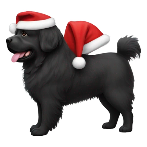Newfoundland dog with Santa hat sticker
