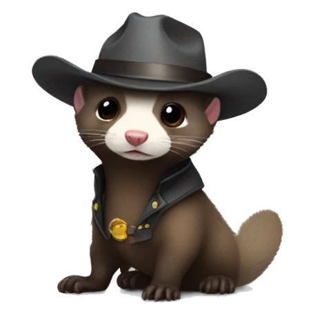 detective Ferret wearing a tiny cowboy hat sticker