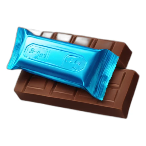 chocolate bar in blue foil sticker