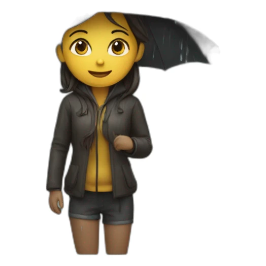 Oilskin girl under rain sticker