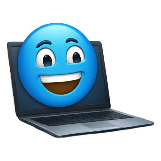 A blue laptop laughing sticker