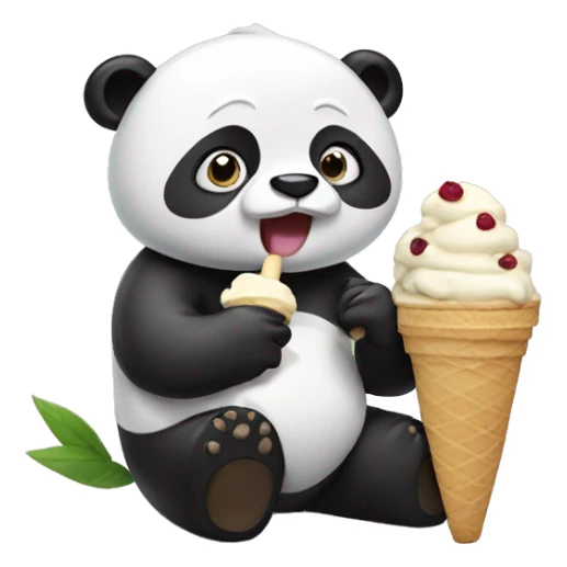 Panda eating ice cream sticker