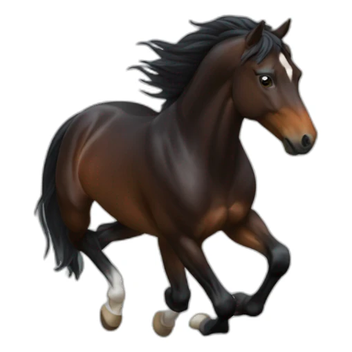 galloping dark bay horse with small star headmark sticker