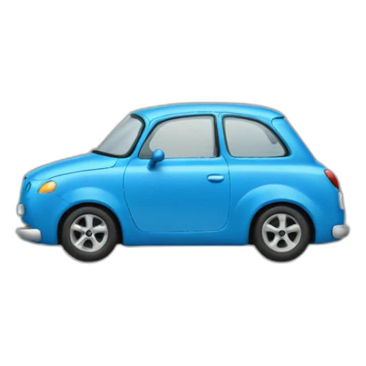 Smiling blue car with a face sticker