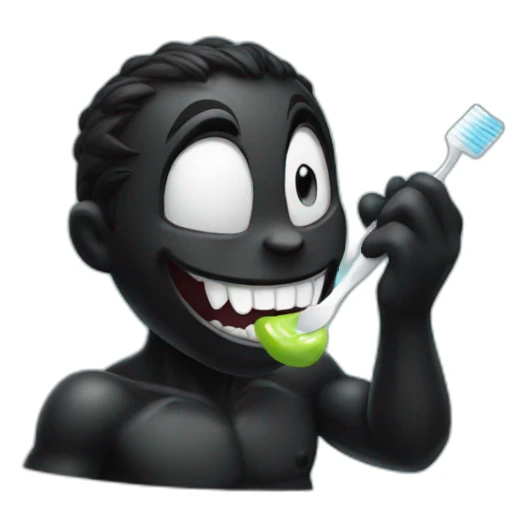 All black Venom brushing his teeth carefully sticker