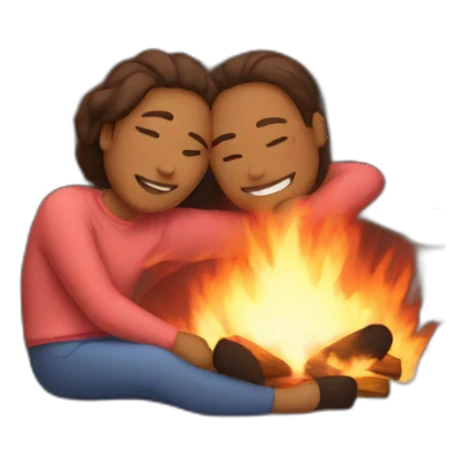 Cuddling in front of the fire sticker