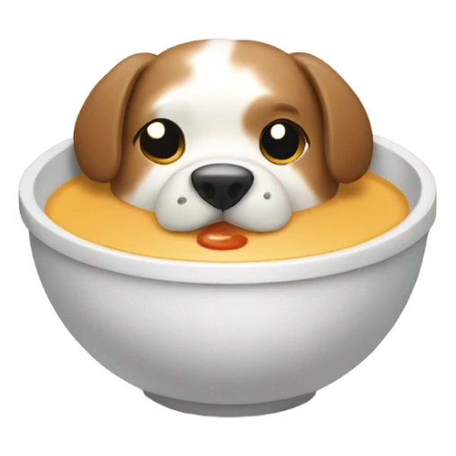 Dog eating soup sticker