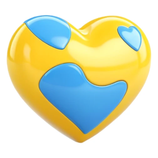 Yellow and blue heart sticker