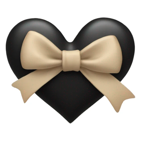 black heart with beige bow sticker