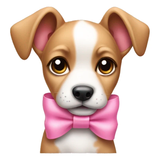 puppy wearing pink bow on one ear sticker
