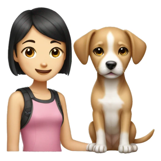 Puppy and Asian girl sticker