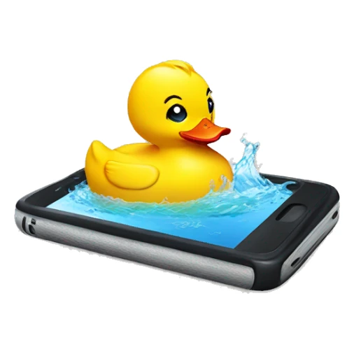 repulsed rubber duck looking at phone sticker
