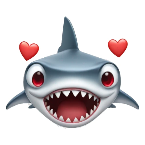 Shark with hearts red on eyes sticker