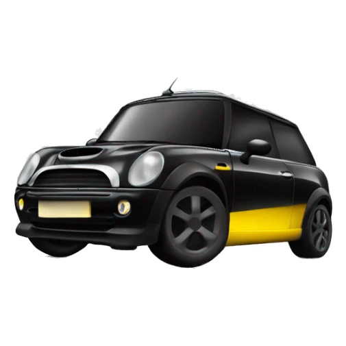 Black mini cooper with yellow mirror  sticker