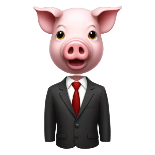 human in suit with pig head sticker
