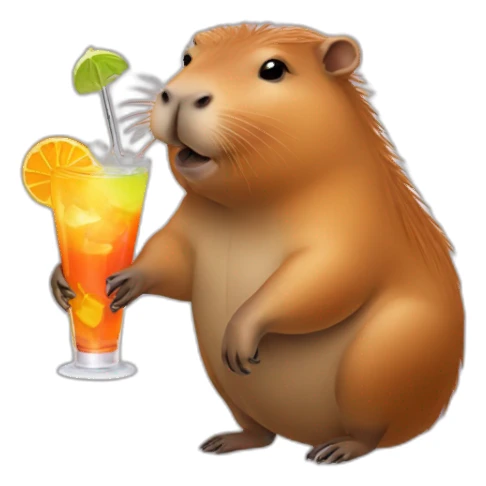 Capybara with cocktail sticker
