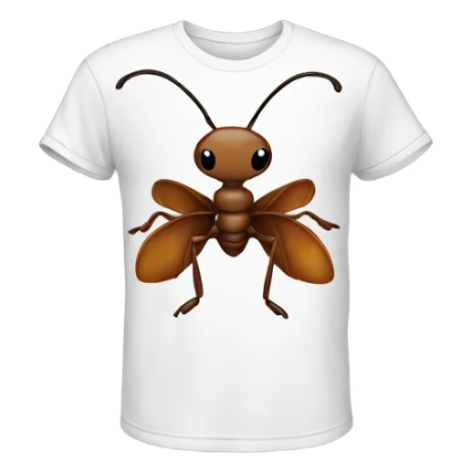 An ant wearing a tshirt sticker