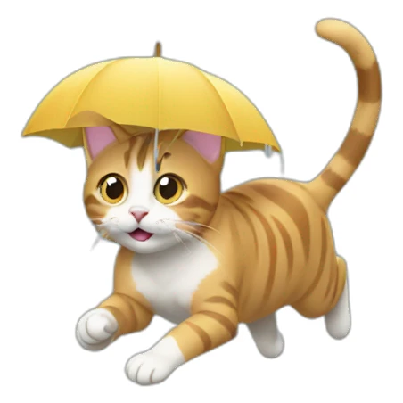 cat running under the rain sticker