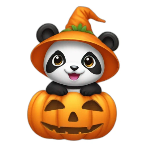 panda dressed as a pumpkin costume sticker