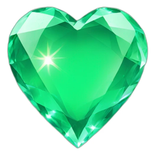 green heart with a diamond sticker