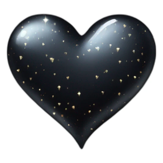 black sparkle heart sticker