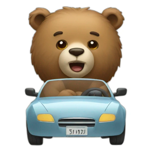 bear driving car sticker