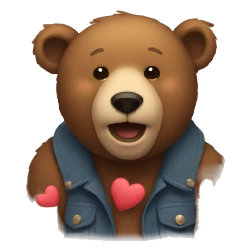 bear with hearts around jt sticker