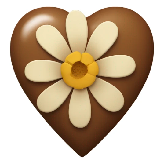 brown atomic heart whith beige flower sticker