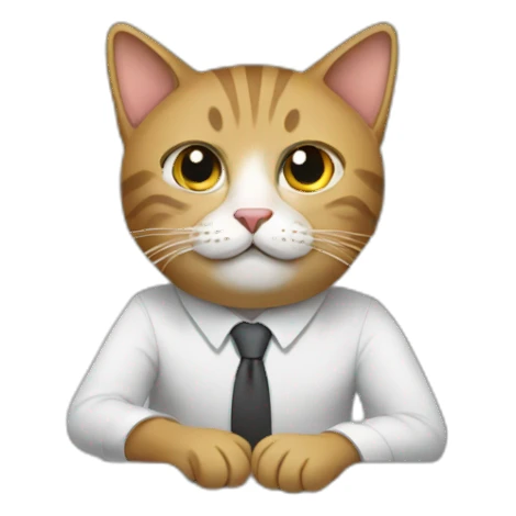 cat working in an office sticker
