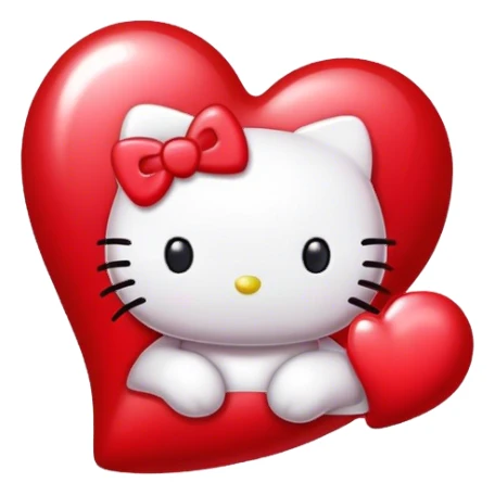 cute red hello kitty heart sticker