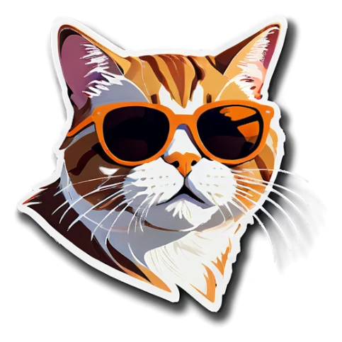 Cat with sunglasses sticker
