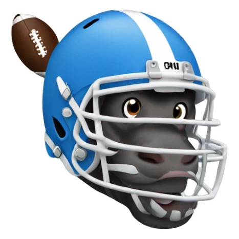 hippo with football helmet blue sticker