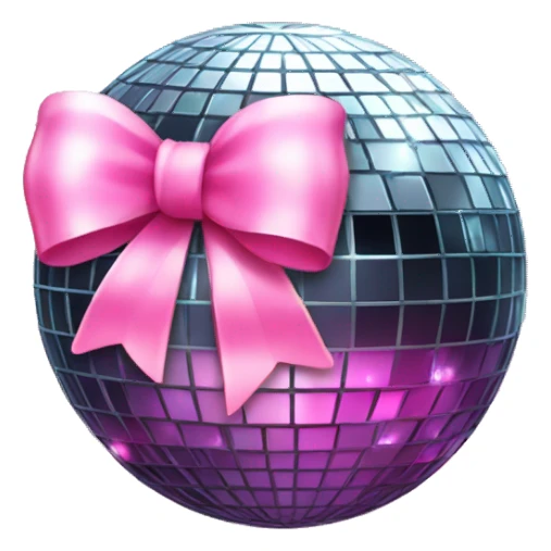 Disco ball with pink bow sticker