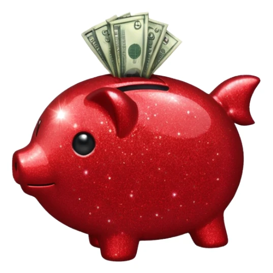red glitter money sticker