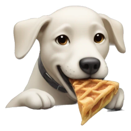 Dog eating a car sticker