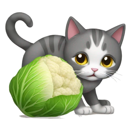 cat eating cabbage sticker