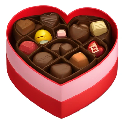 Red heart shaped box with chocolates in it sticker