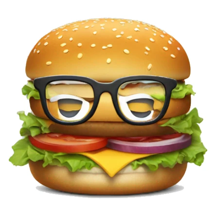 A burger with glasses and a smile  sticker
