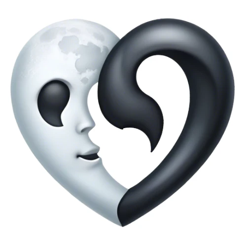 black heart with white moon sticker
