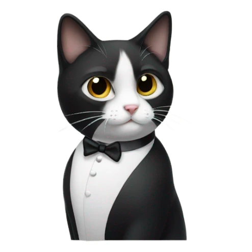 Tuxedo cat with black face sticker