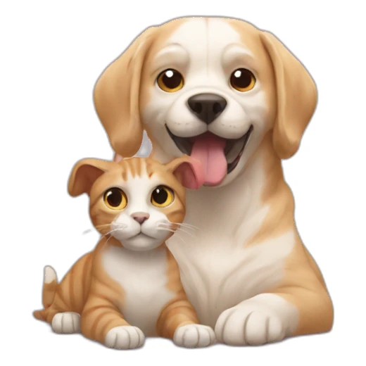 Cat with a dog sticker