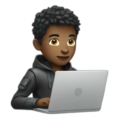 Futuristic boy with laptop  sticker