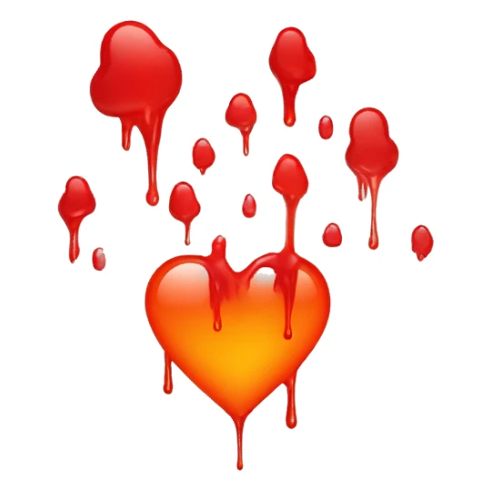 dripping bleeding red heart glowing red orange warmth sticker