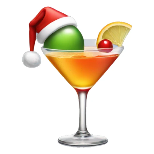 cocktail with a santa hat  sticker