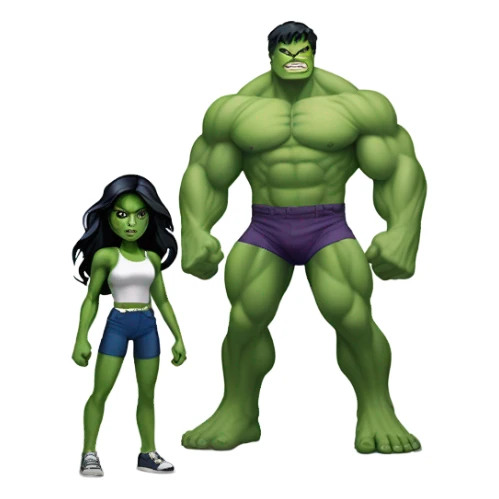 Mini cute Hulk with she hulk sticker