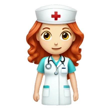 A red-haired nurse with an injection sticker