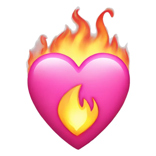 pink heart with fire sticker
